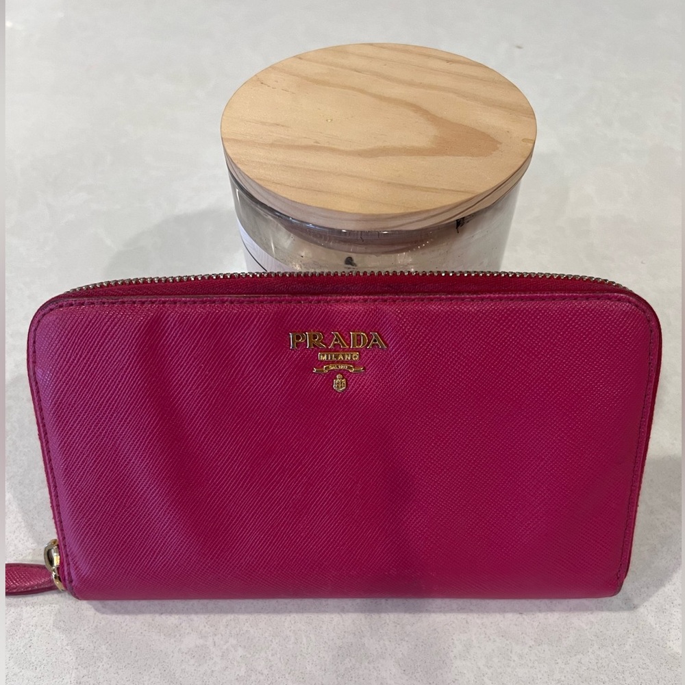 Prada magenta zipper long wallet  Authentic